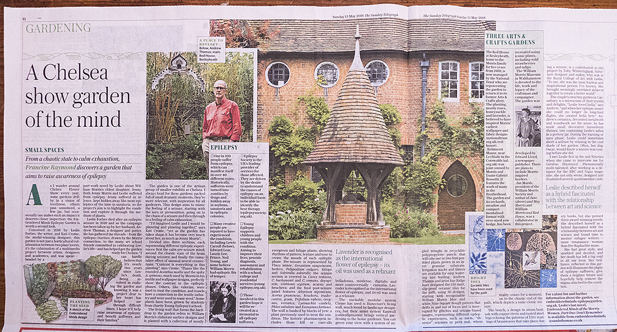 Sunday Telegraph 13th May - an article about the Embroidered Minds garden